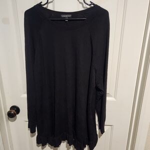 NEW Lane Bryant black long sleeve ruffle trim blouse Witchy Goth 18/20